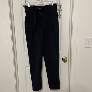 A.L.C.‎ Black High Waisted Belted Paperbag Tapered Trousers Pants Size 4